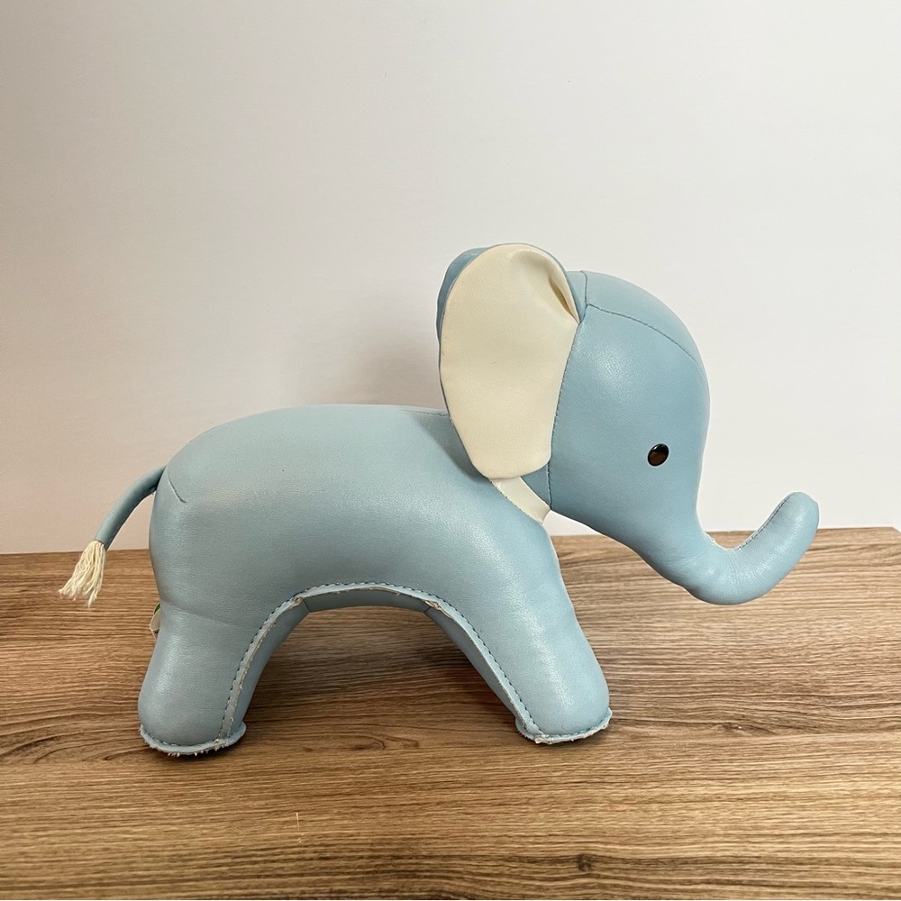 Zuny Faux Leather Limited Edition Baby Blue Elephant 1kg Bookend Paperweight